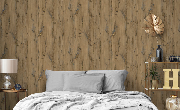 Papel pintado madera dormitorio